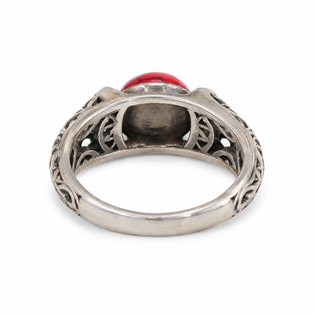 Crimson Natural Stone Silver Ring