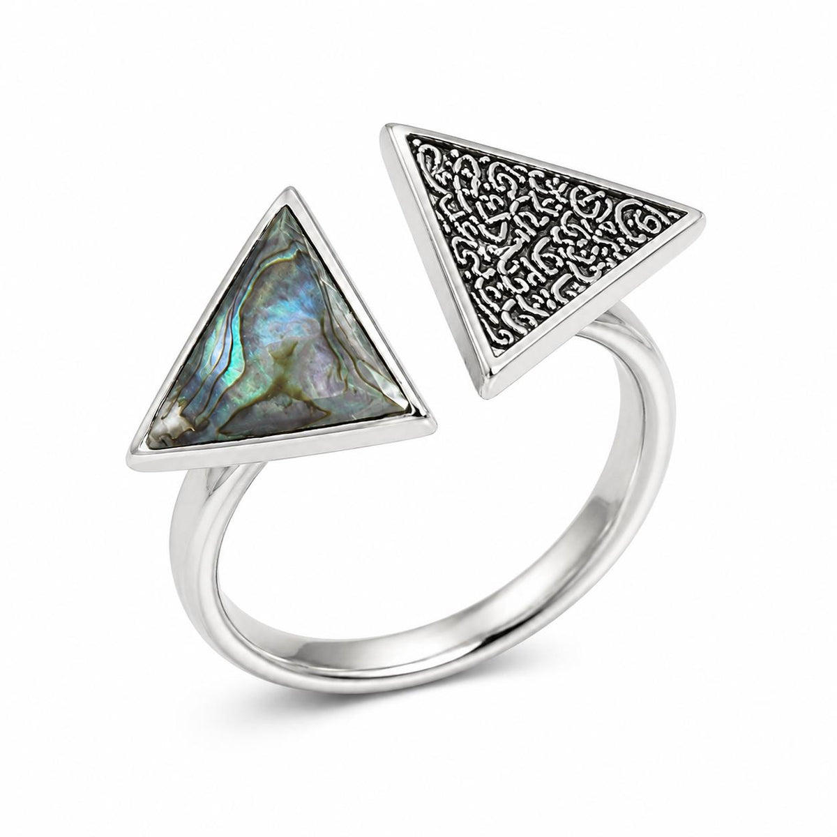 925 Silver Triangle Shell Adjustable Ring