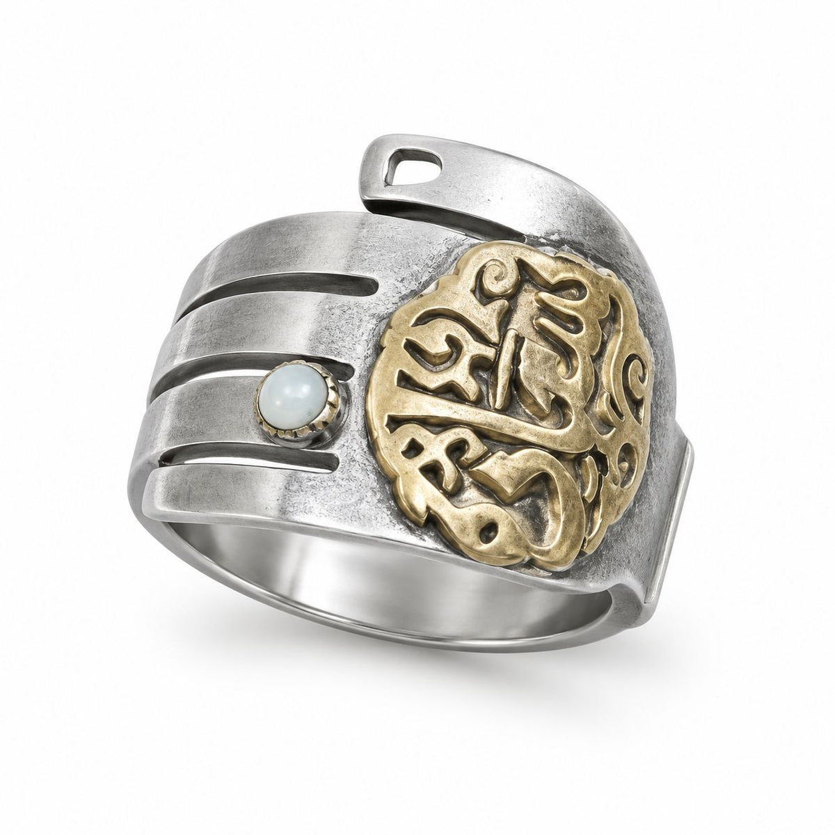 925 Silver Heritage Pinky Ring with Golden Detail