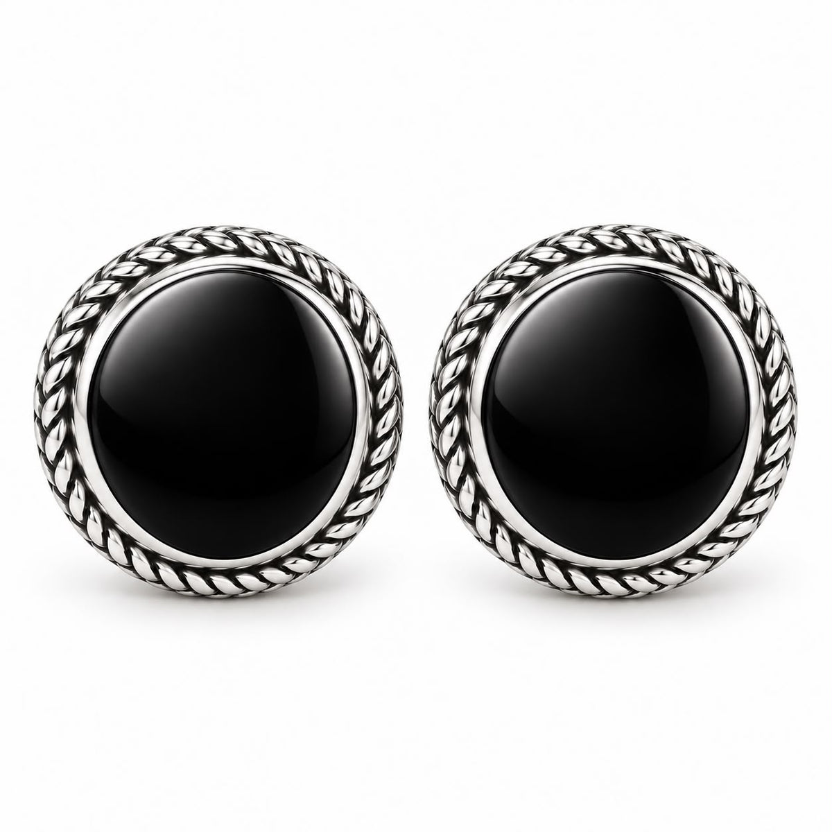 Black Stone Silver Cufflinks