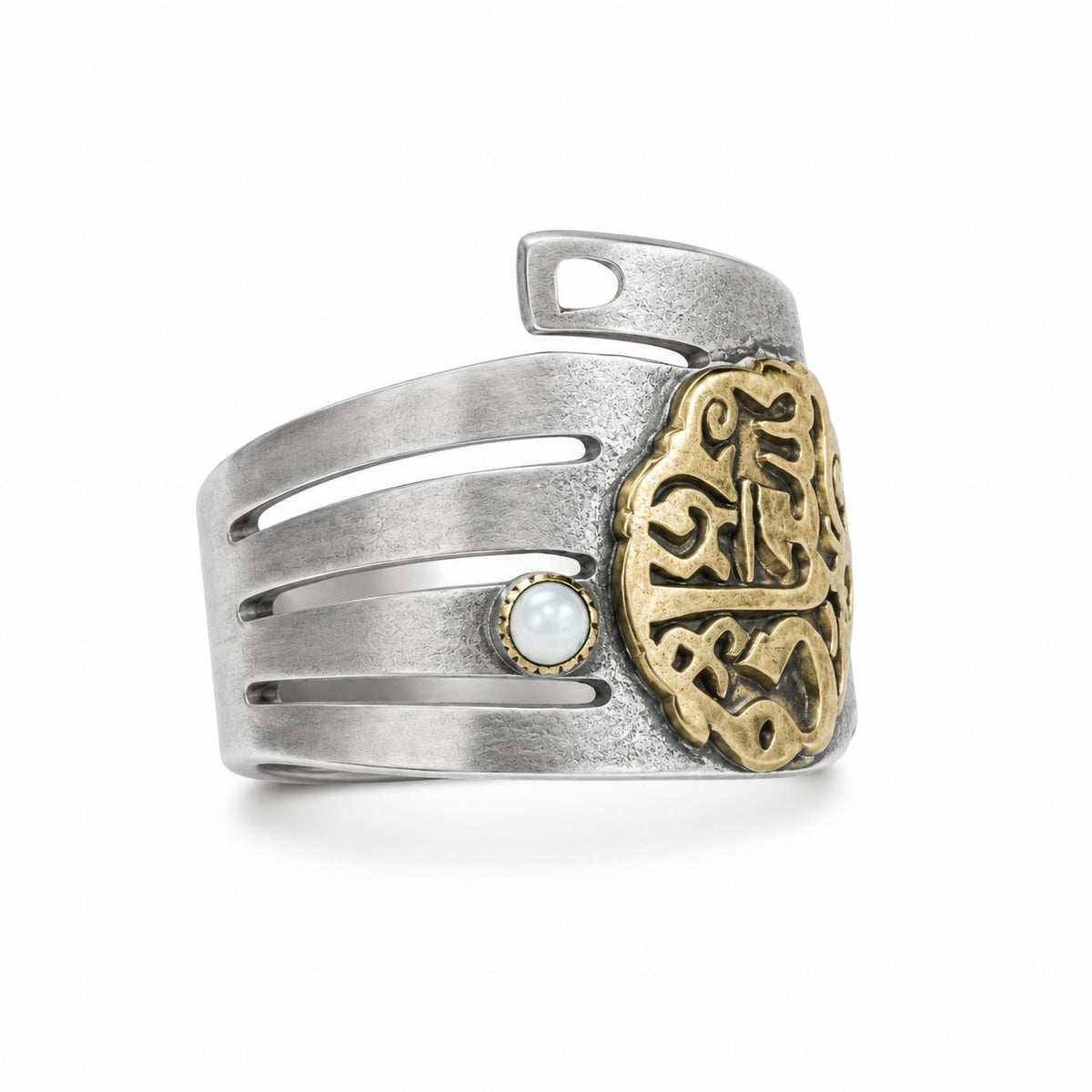 925 Silver Heritage Pinky Ring with Golden Detail
