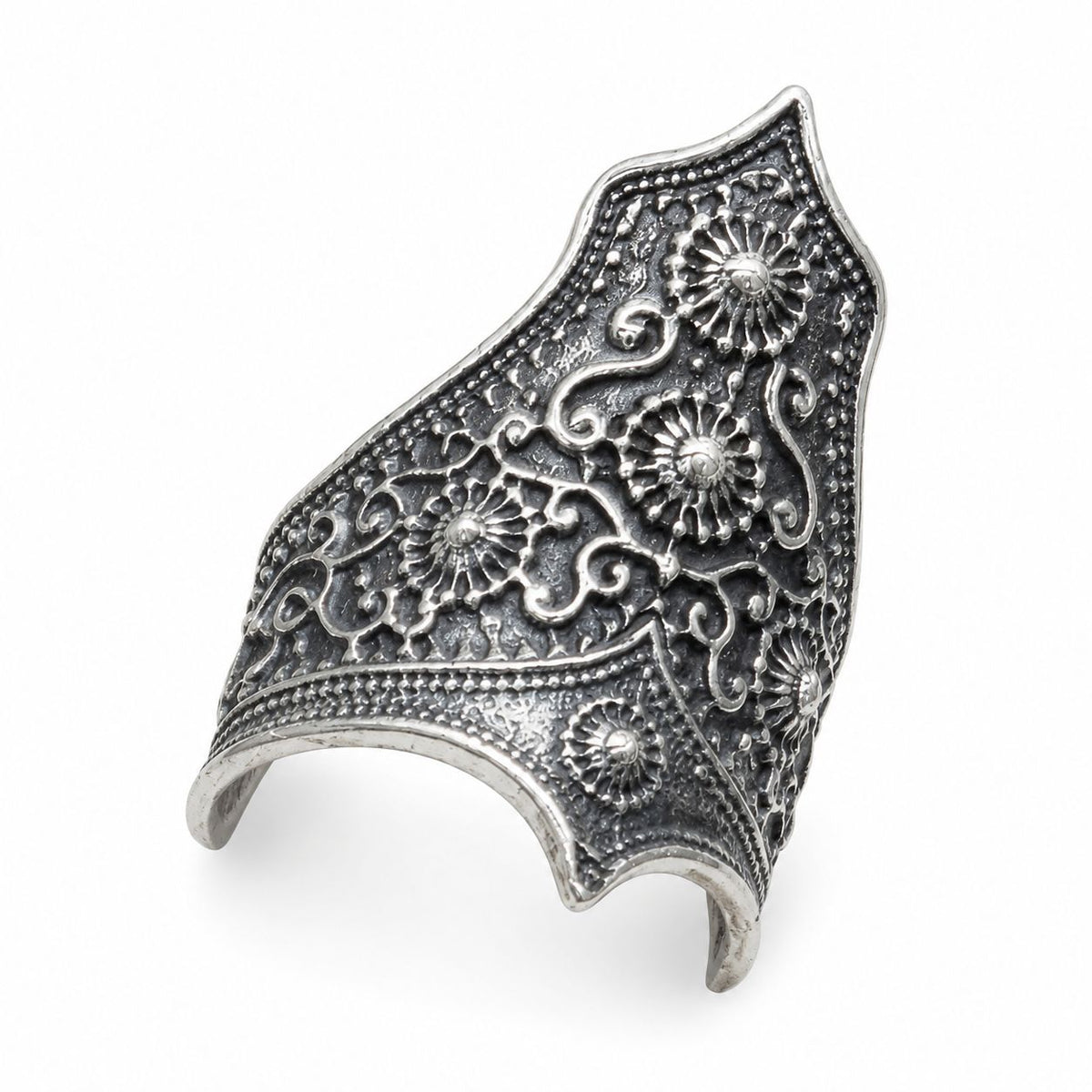 925 Silver Ornate Shield Ring