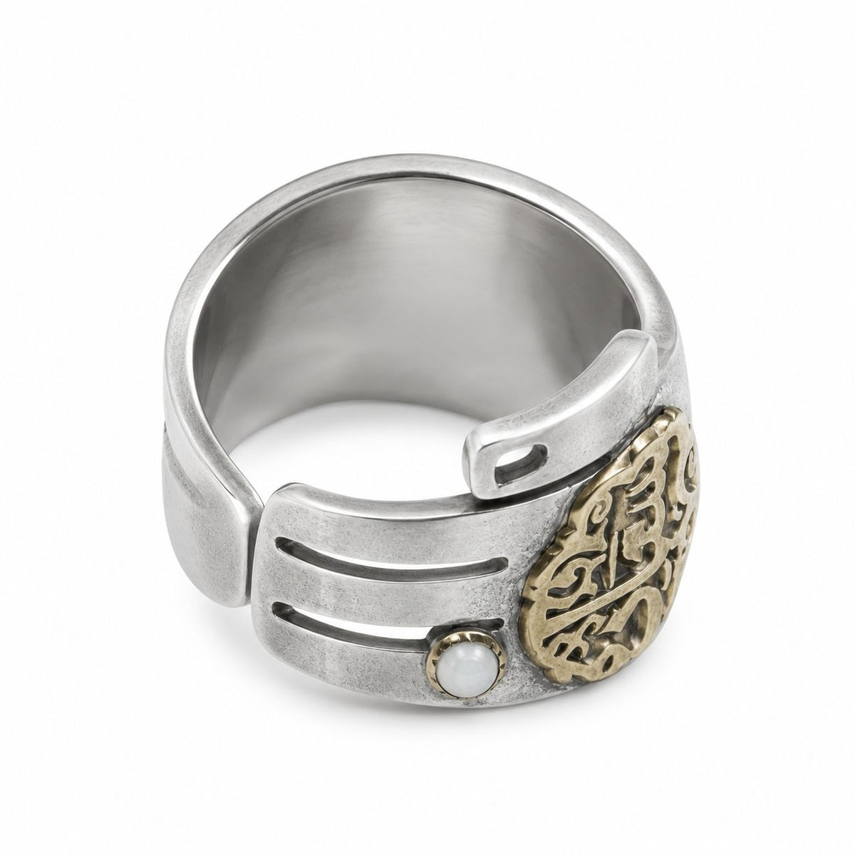 925 Silver Heritage Pinky Ring with Golden Detail