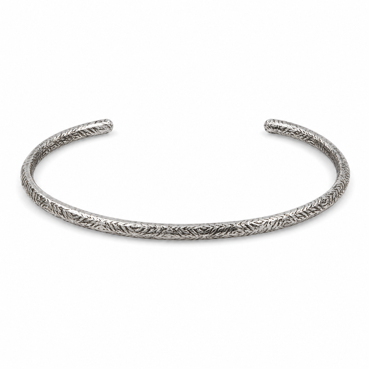 925 Silver Heritage Engraved Open Cuff Bracelet