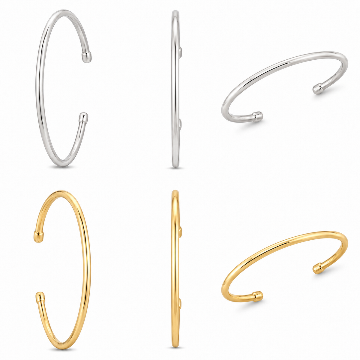 925 Silver Minimal Open Cuff Bracelet