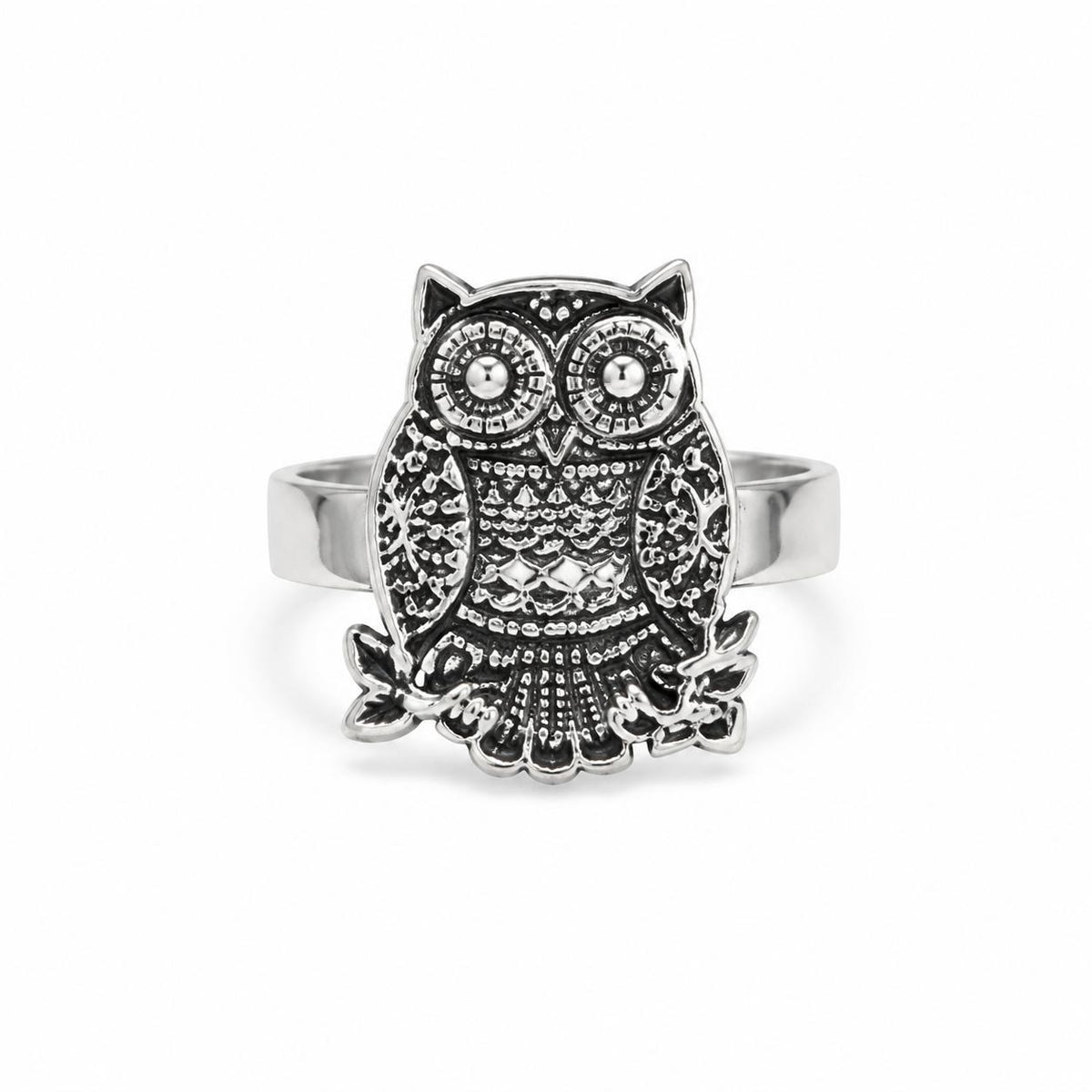 925 Silver Owl Adjustable Ring