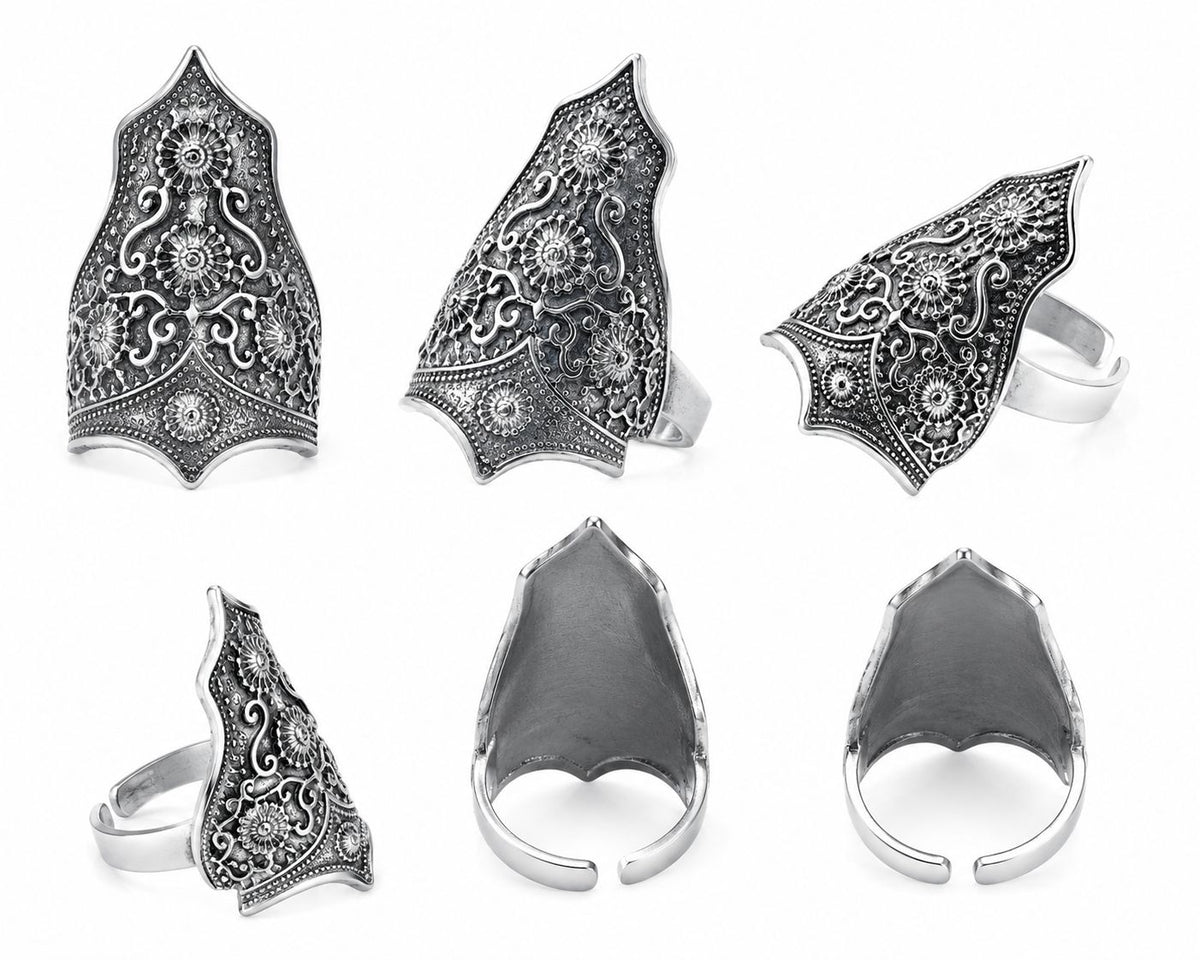 925 Silver Ornate Shield Ring