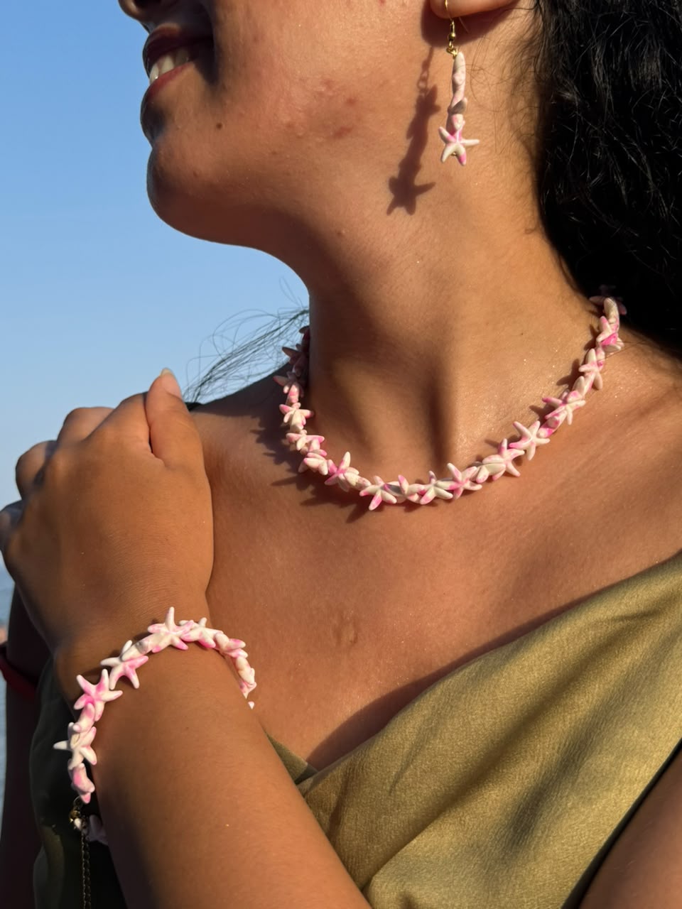Pink Starfish Jewelry Set