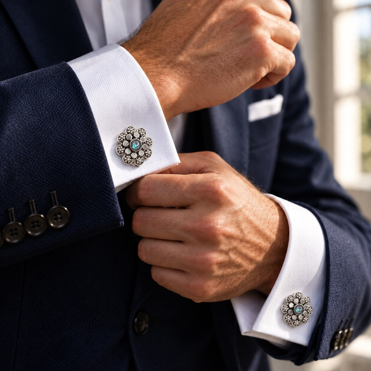 Floral Labradorite Cufflinks