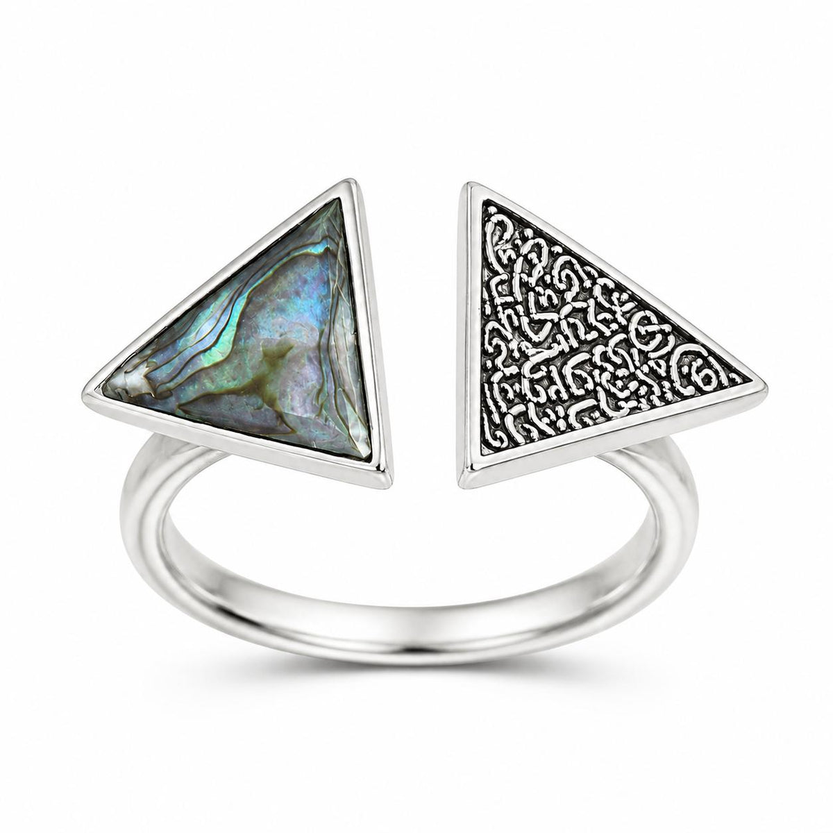 925 Silver Triangle Shell Adjustable Ring