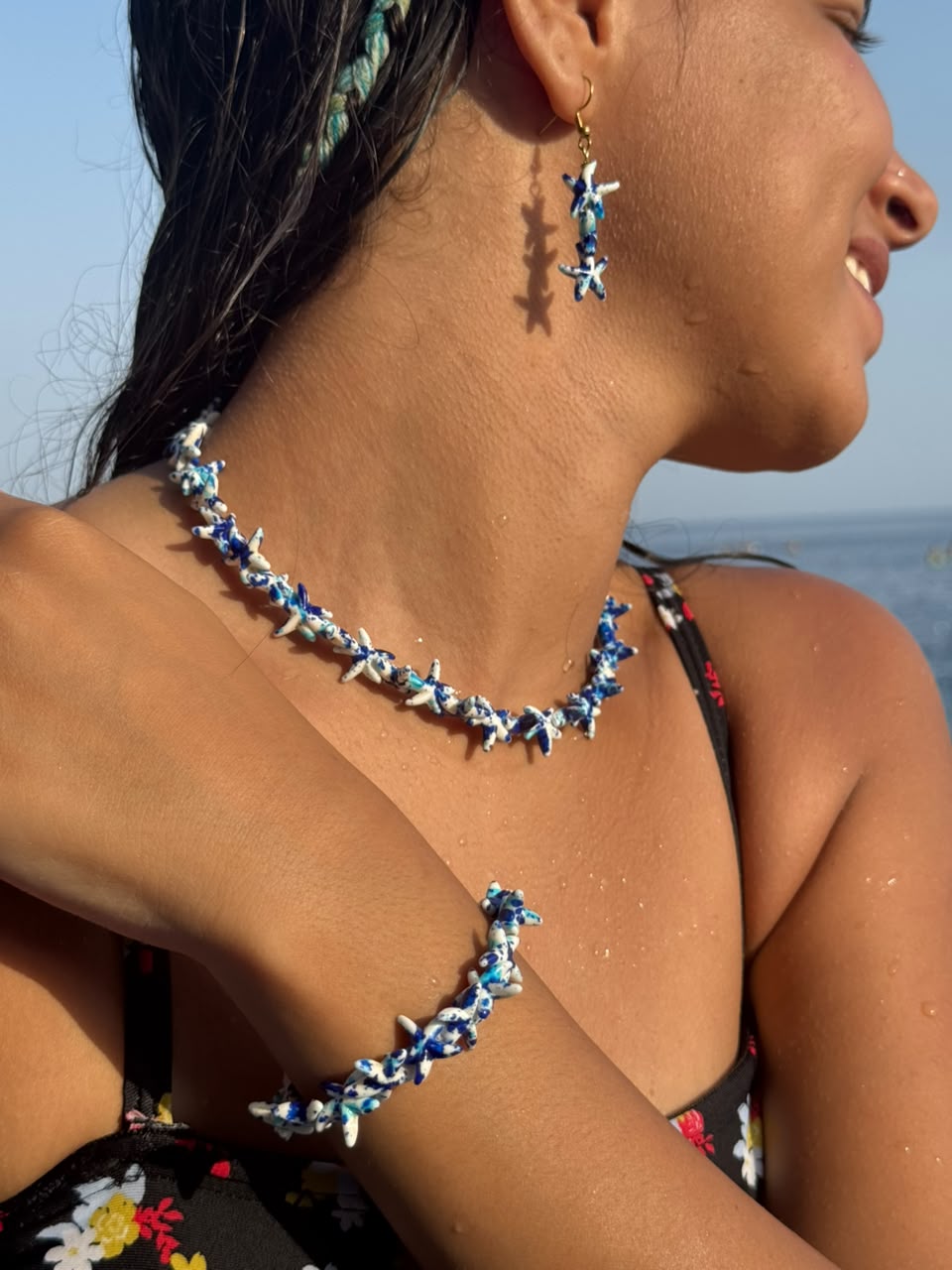 Blue Starfish Jewelry Set