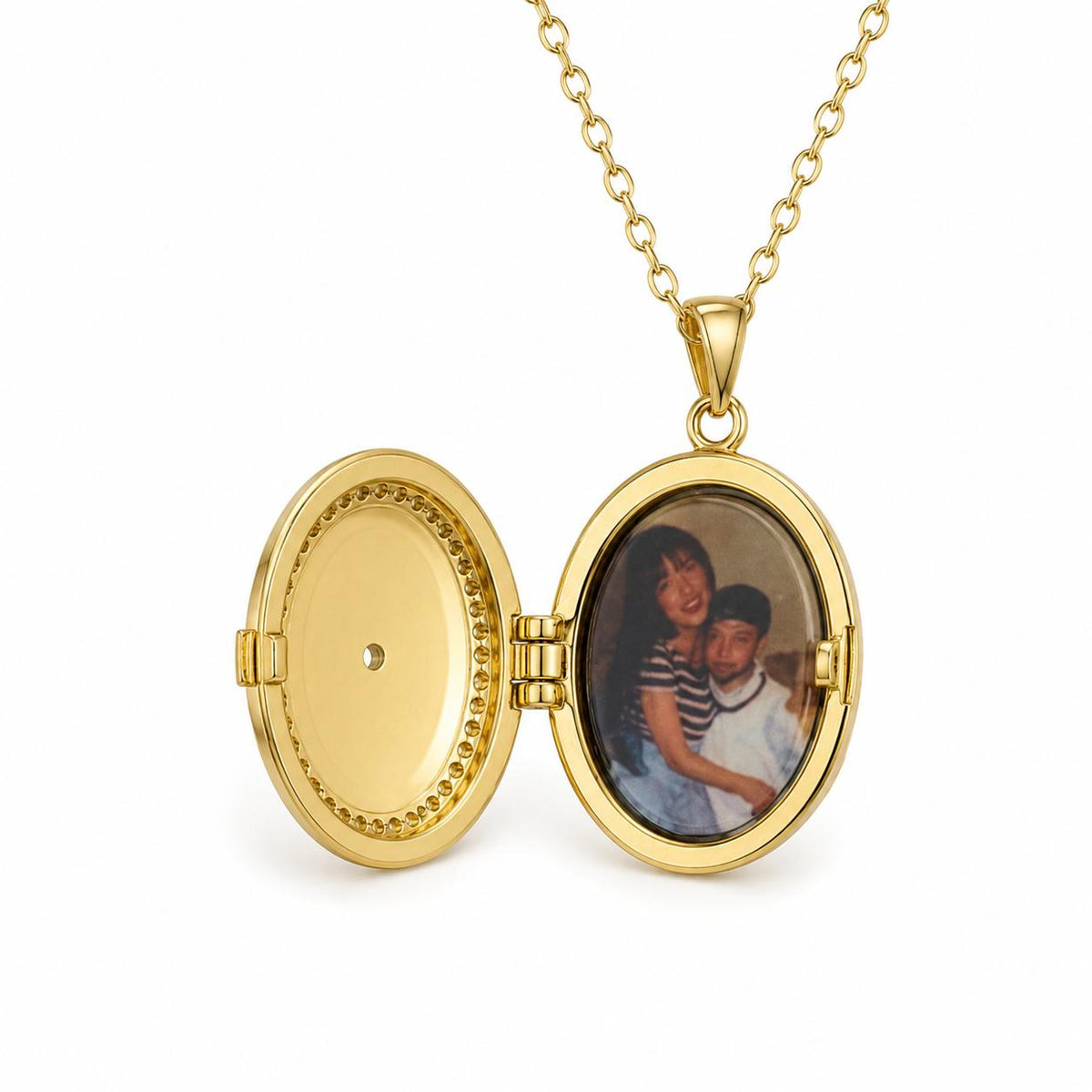 Gold Floral Locket Necklace