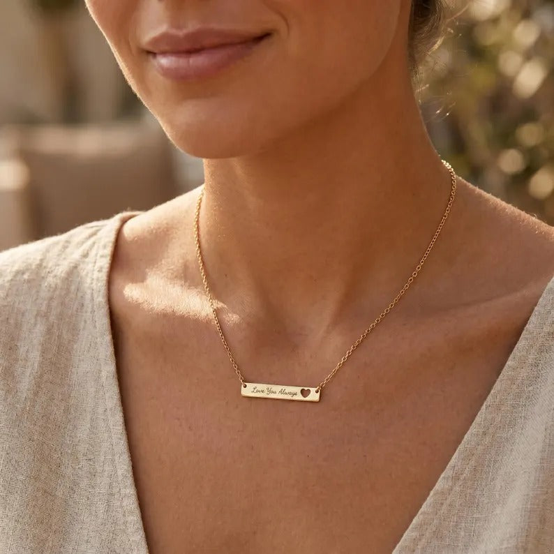 Custom Heart Bar Necklace