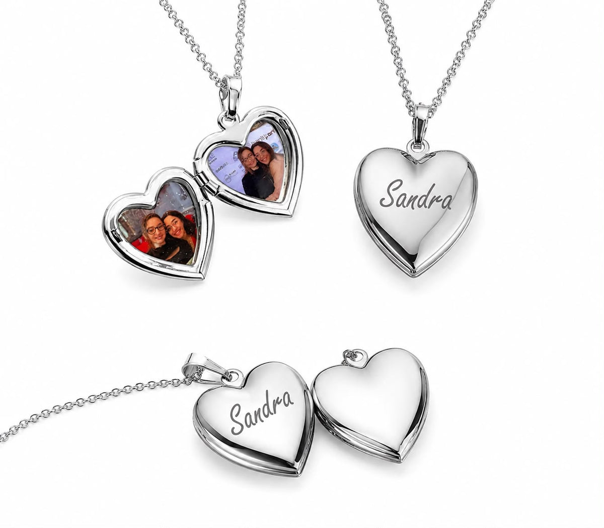 Personalized Heart Photo Locket Necklace