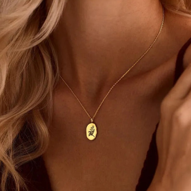 Custom Birth Flower Pendant Necklace