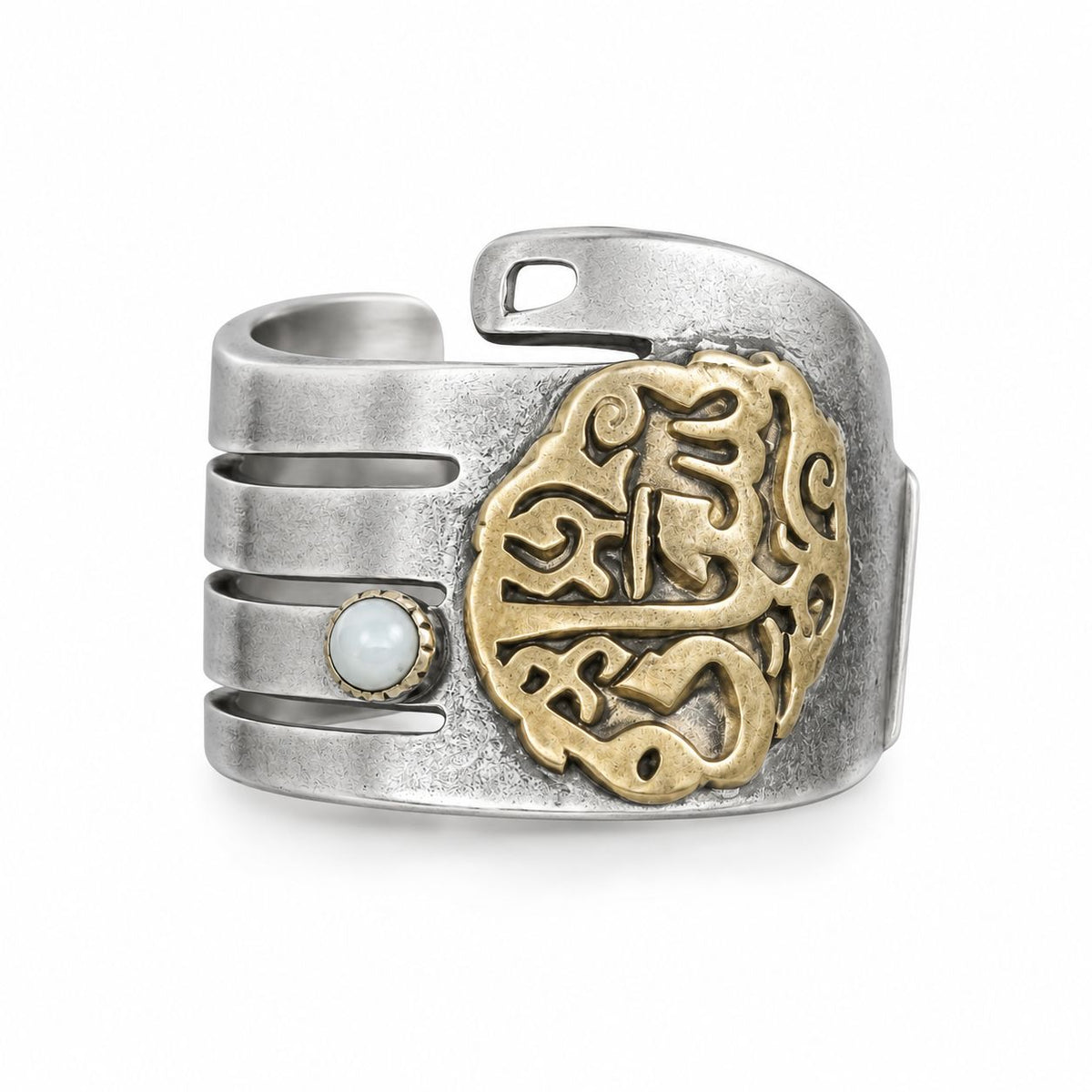 925 Silver Heritage Pinky Ring with Golden Detail