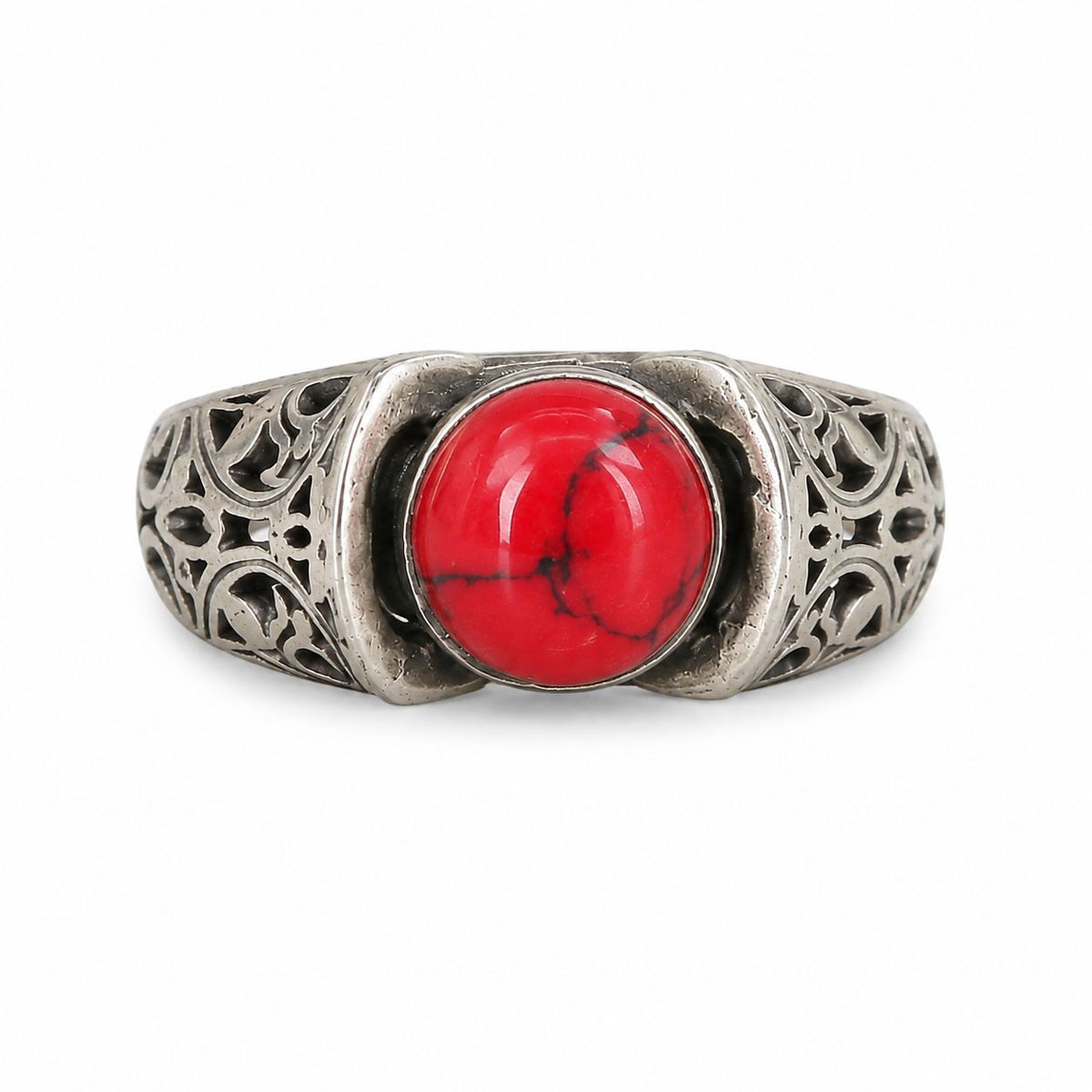Crimson Natural Stone Silver Ring