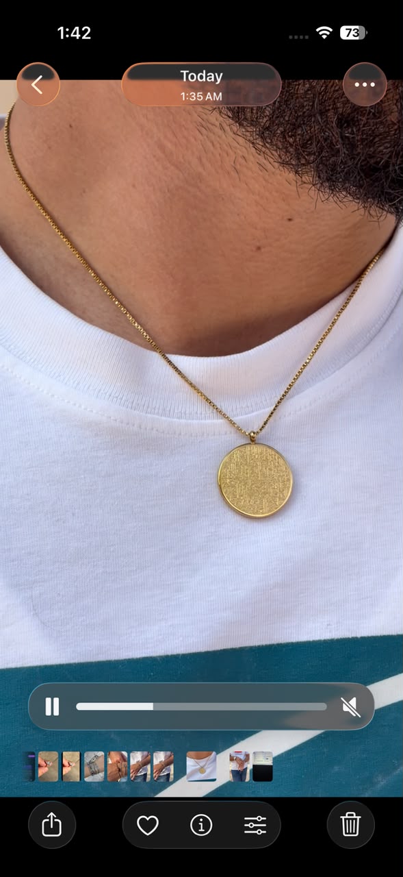 Round Ayat Al-Kursi Necklace – Gold Plated