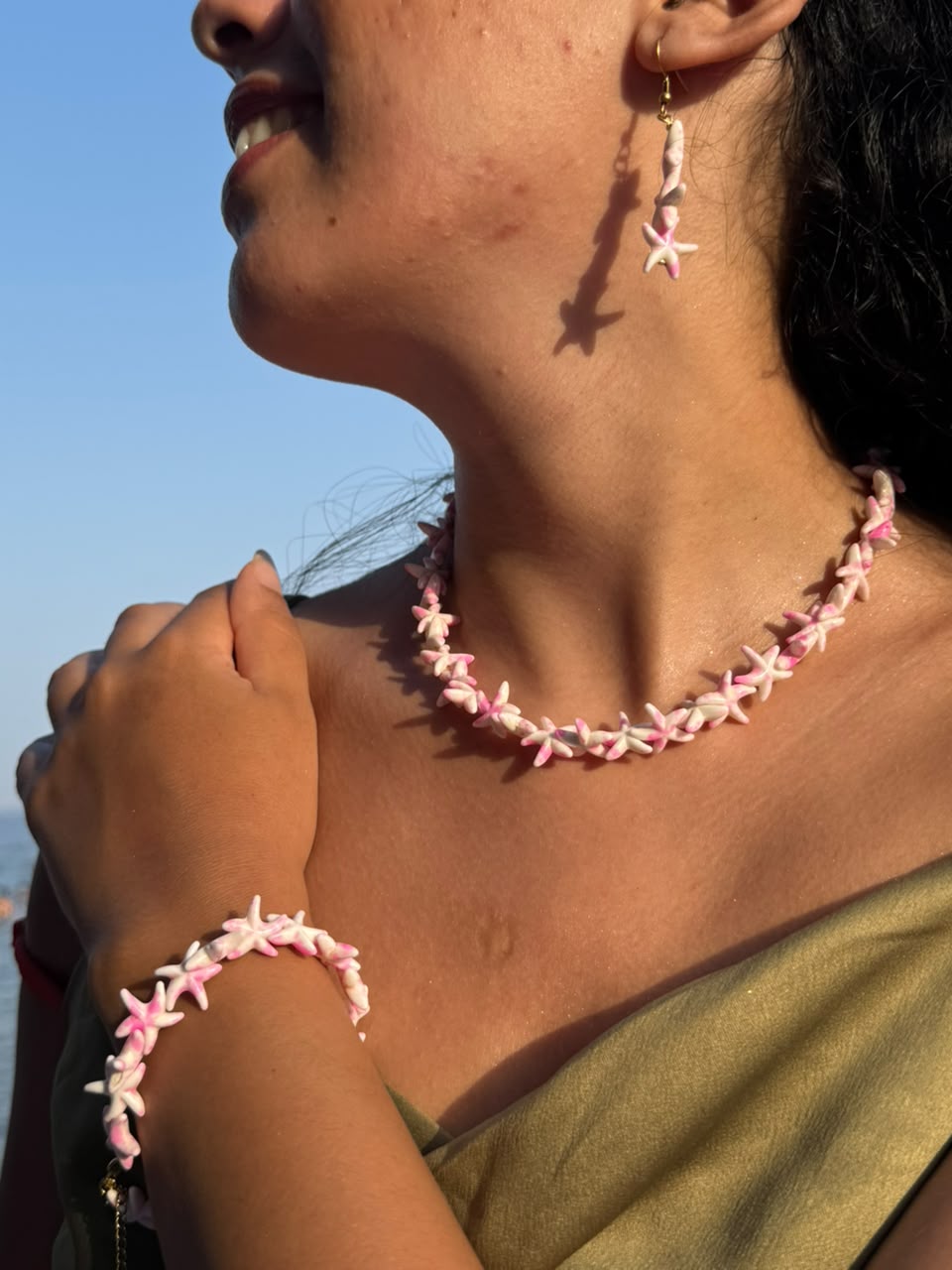 Pink Starfish Jewelry Set