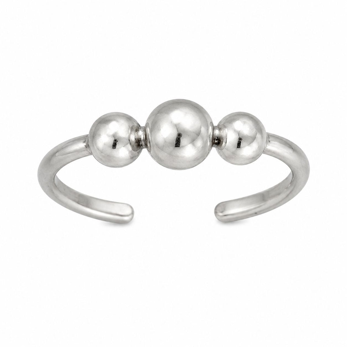 Three Beads Silver Pinky Ring