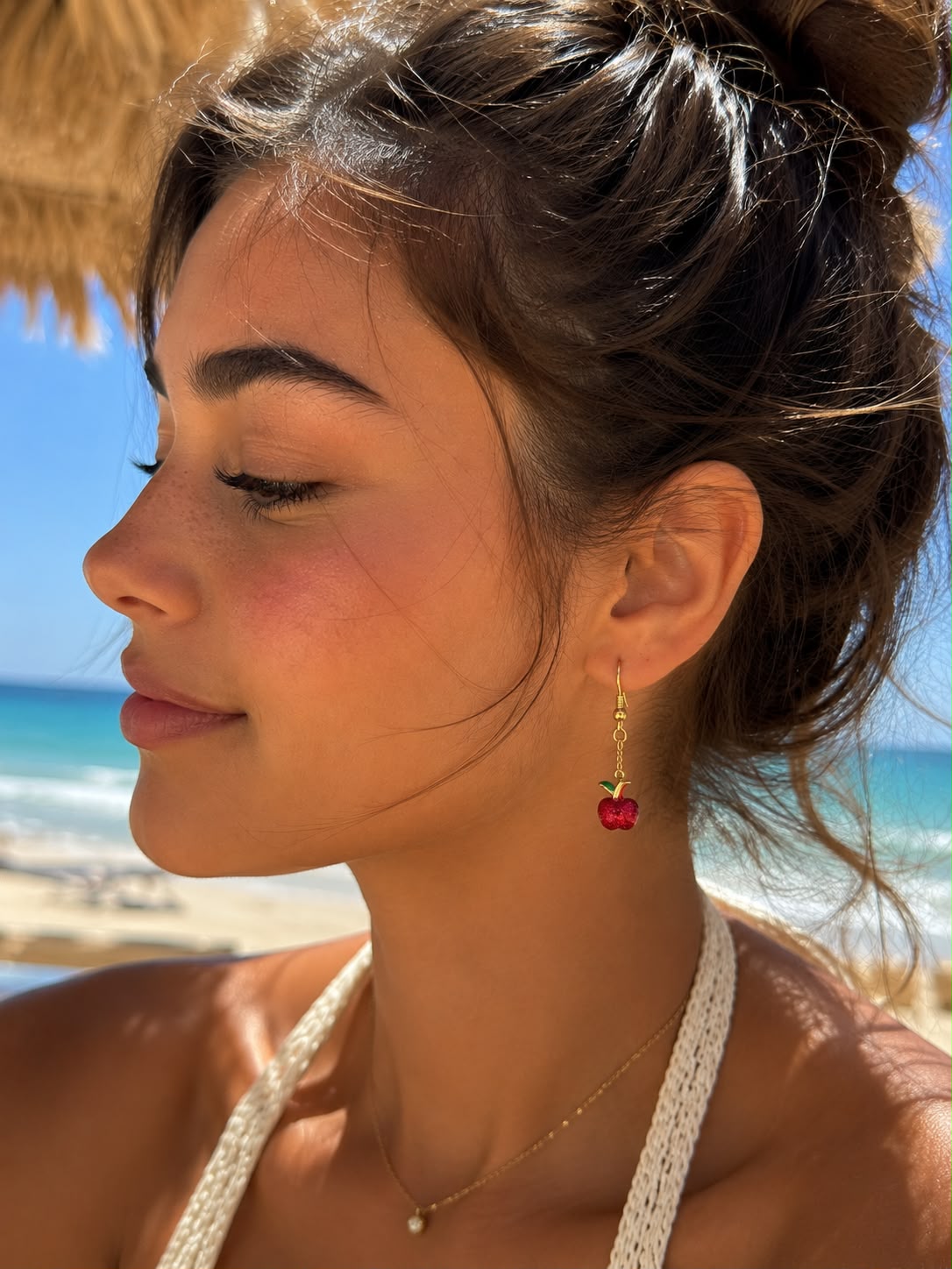 Red Apple Drop Earrings 🍎