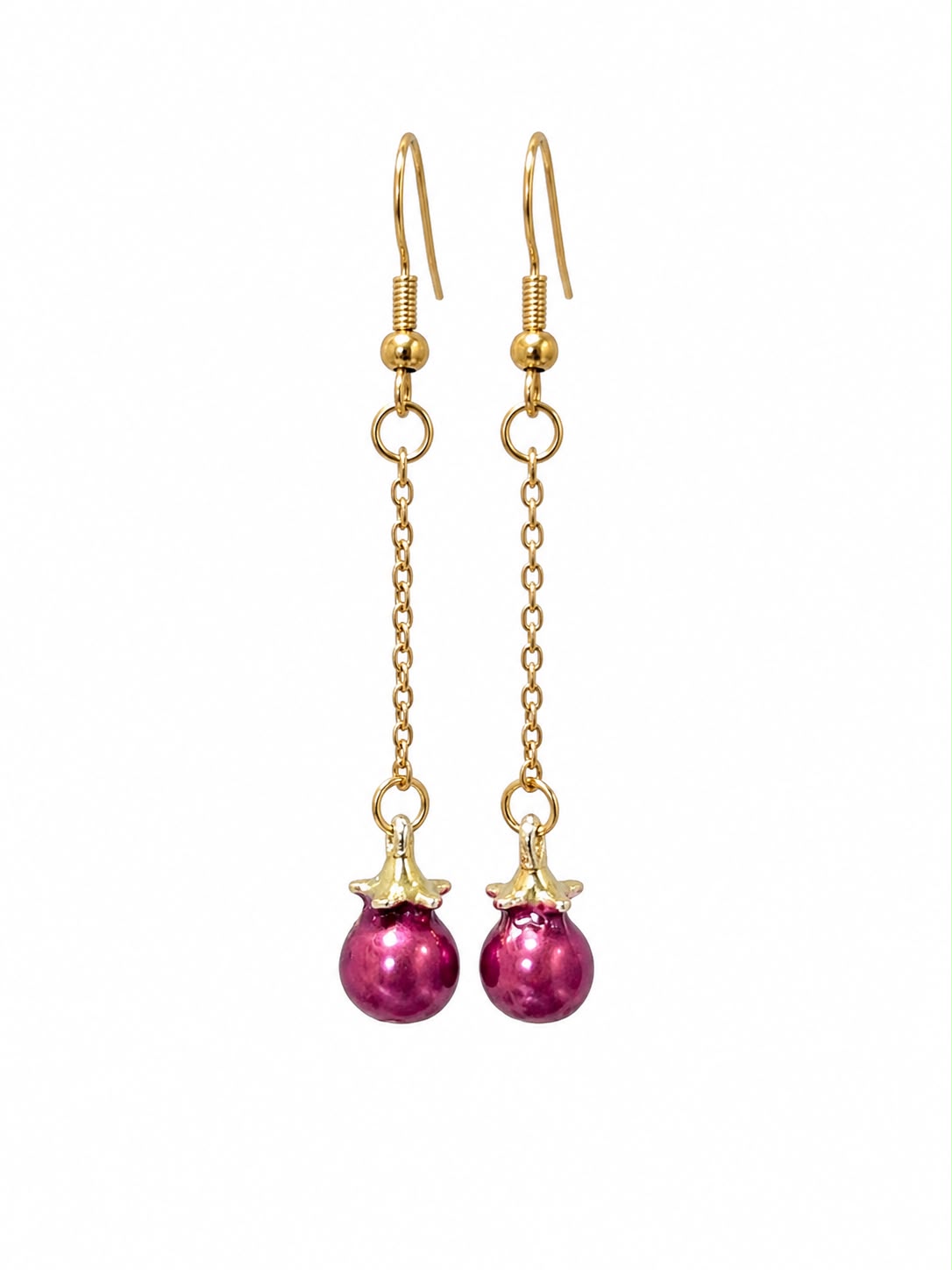 Mini Eggplant Drop Earrings 🍆✨