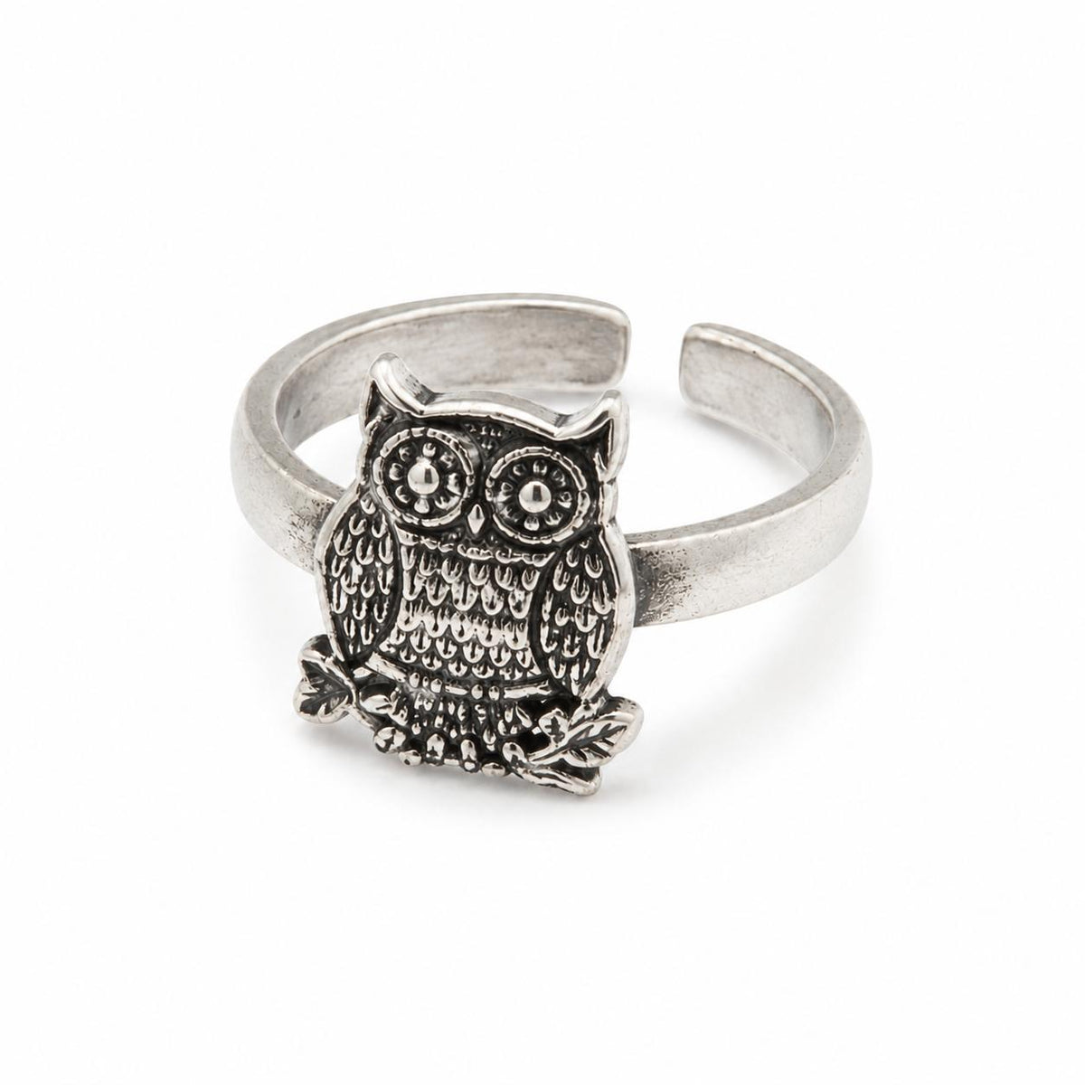 925 Silver Owl Adjustable Ring