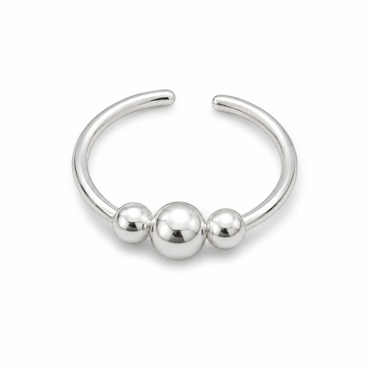 Three Beads Silver Pinky Ring