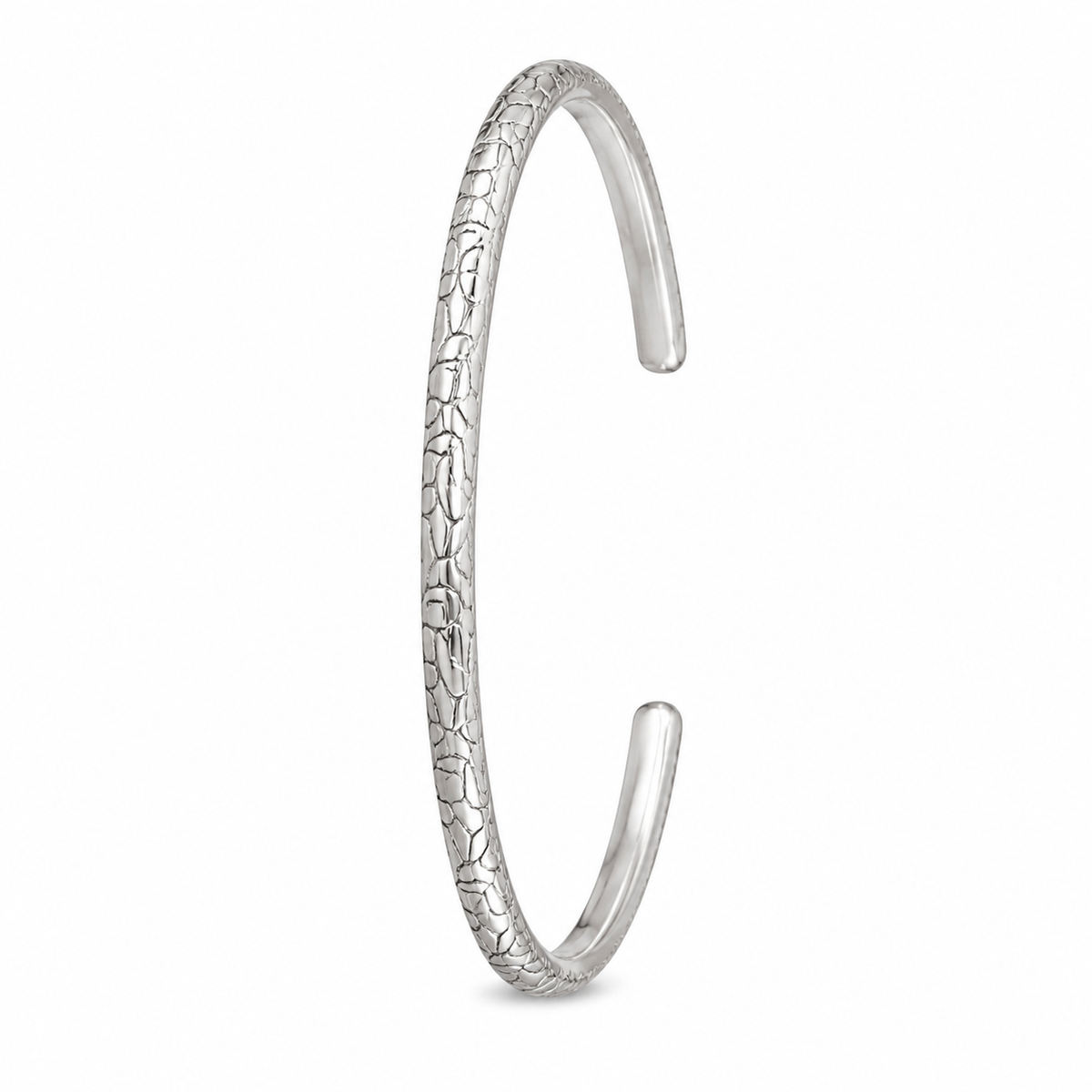 925 Silver Cracked Texture Open Cuff Bracelet