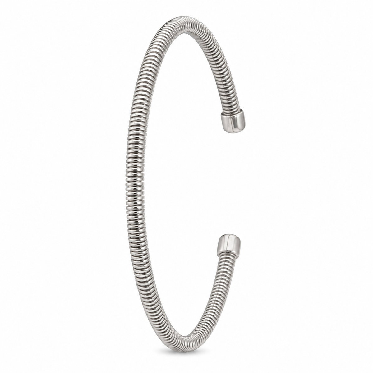 925 Silver Ribbed Open Cuff Bracelet