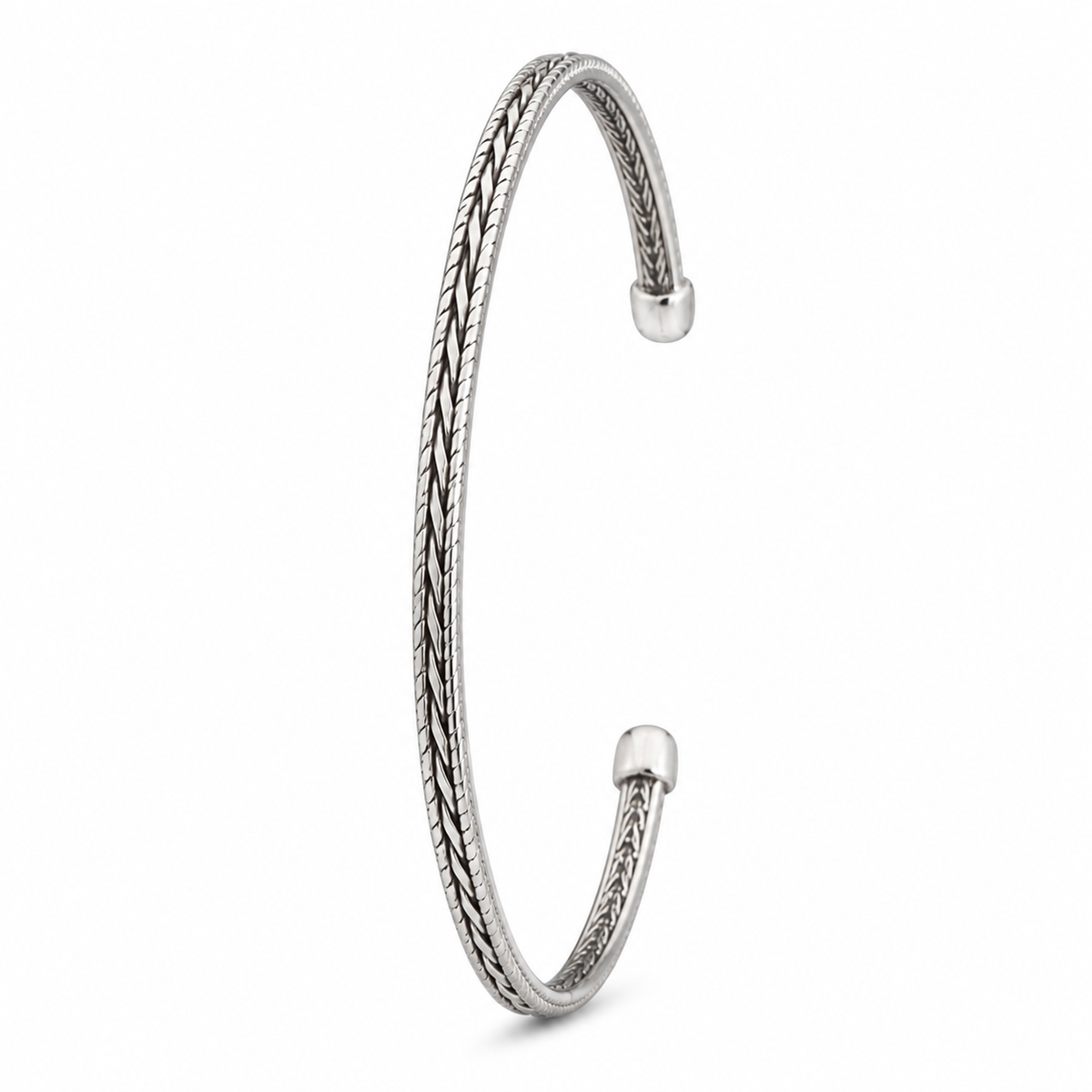 925 Silver Braided Open Cuff Bracelet