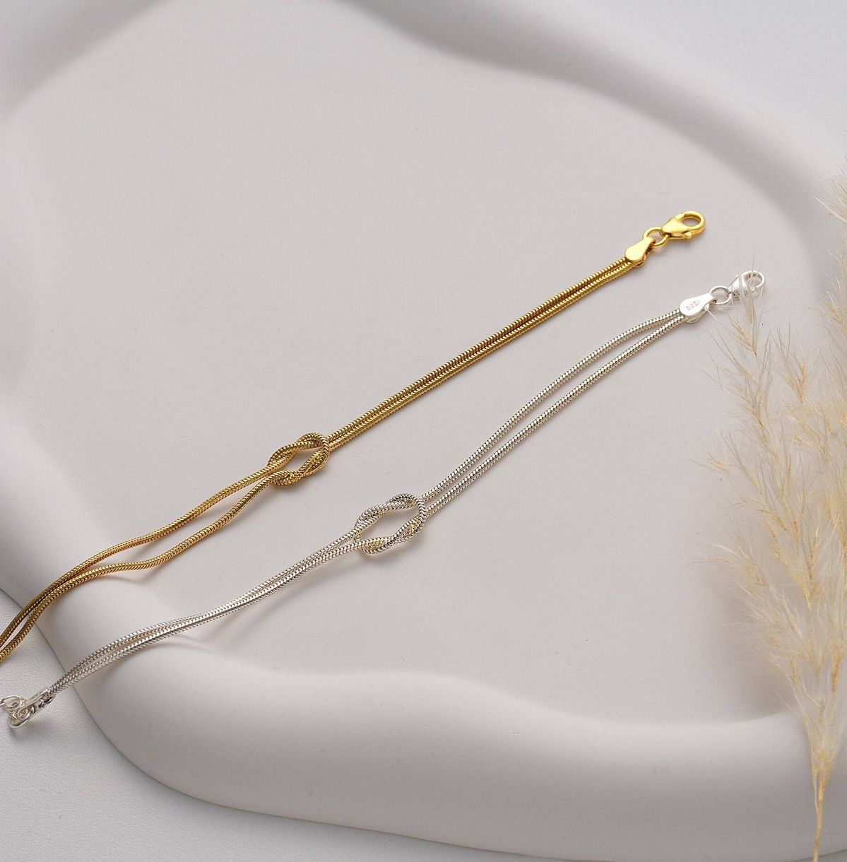 Knotted Snake Chain Couple Bracelets