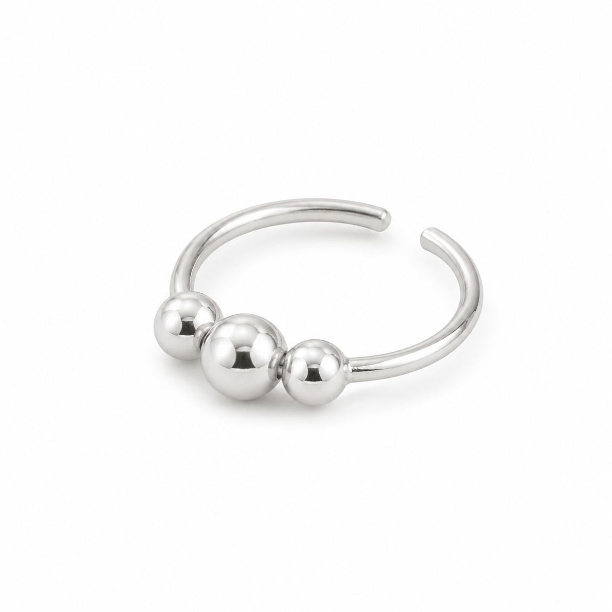 Three Beads Silver Pinky Ring