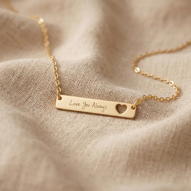 Custom Heart Bar Necklace
