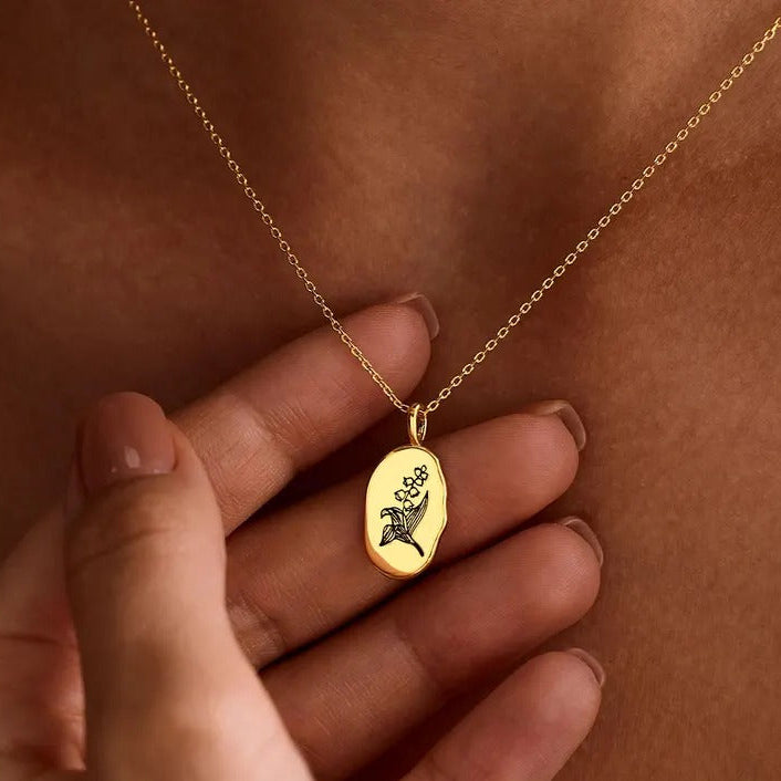 Custom Birth Flower Pendant Necklace