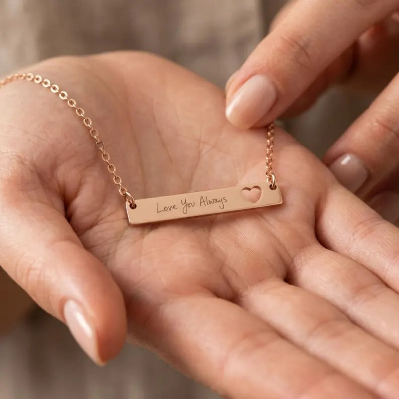 Custom Heart Bar Necklace