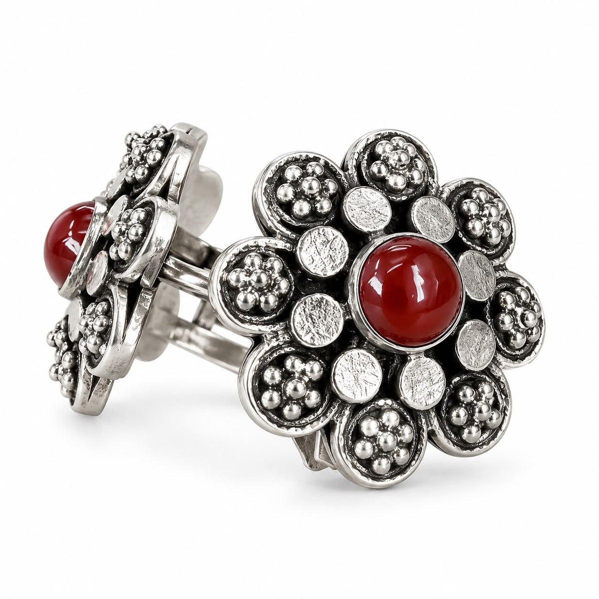 Floral Carnelian Cufflinks