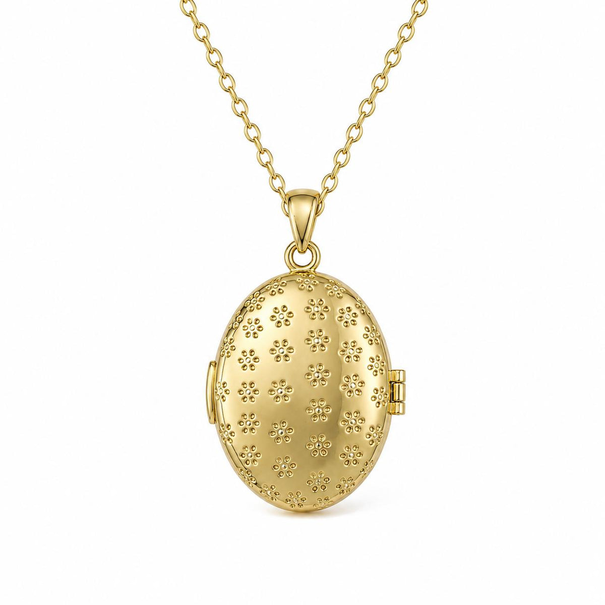 Gold Floral Locket Necklace