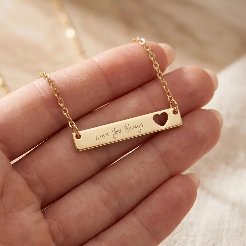 Custom Heart Bar Necklace