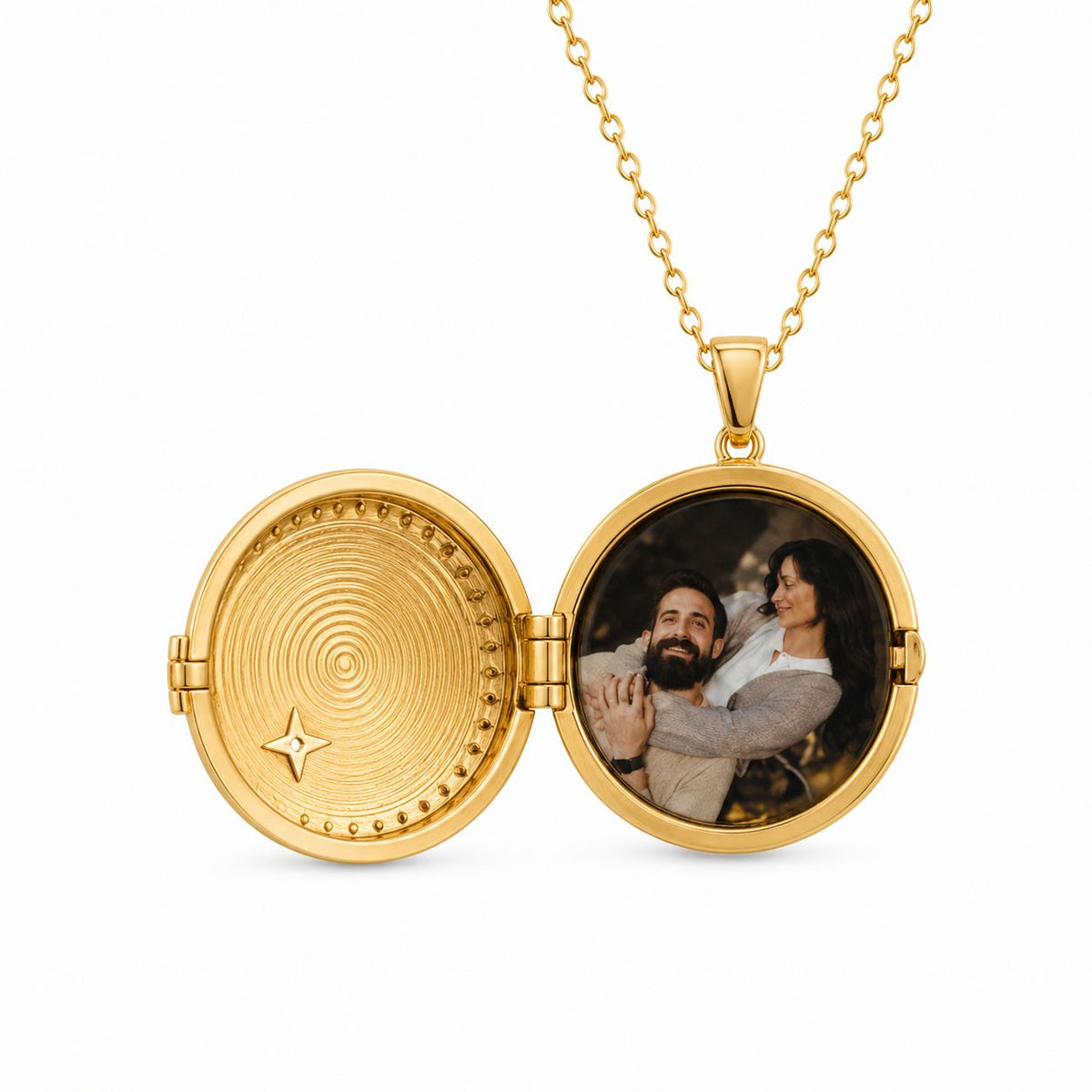 Gold Moon & Star Locket Necklace