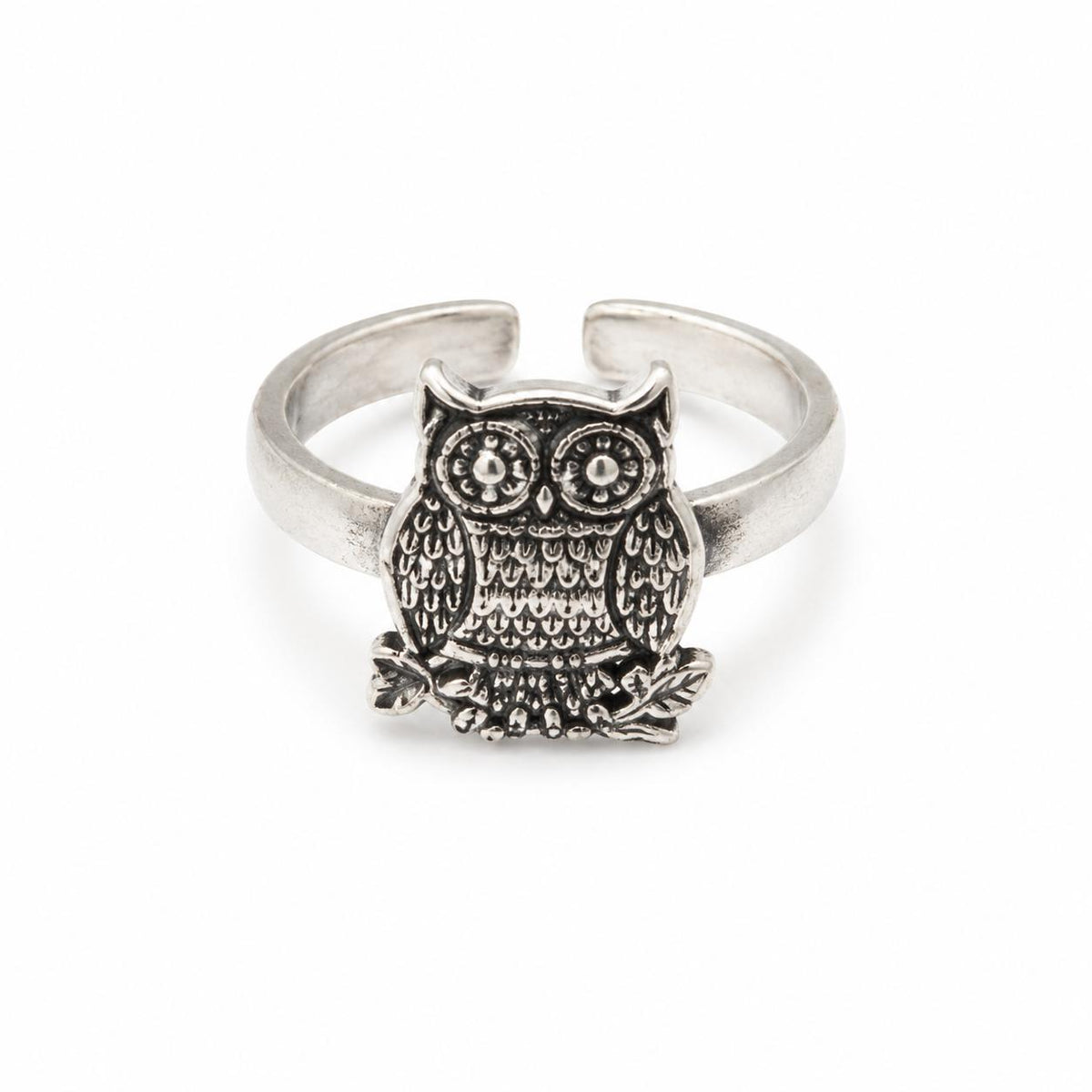 925 Silver Owl Adjustable Ring